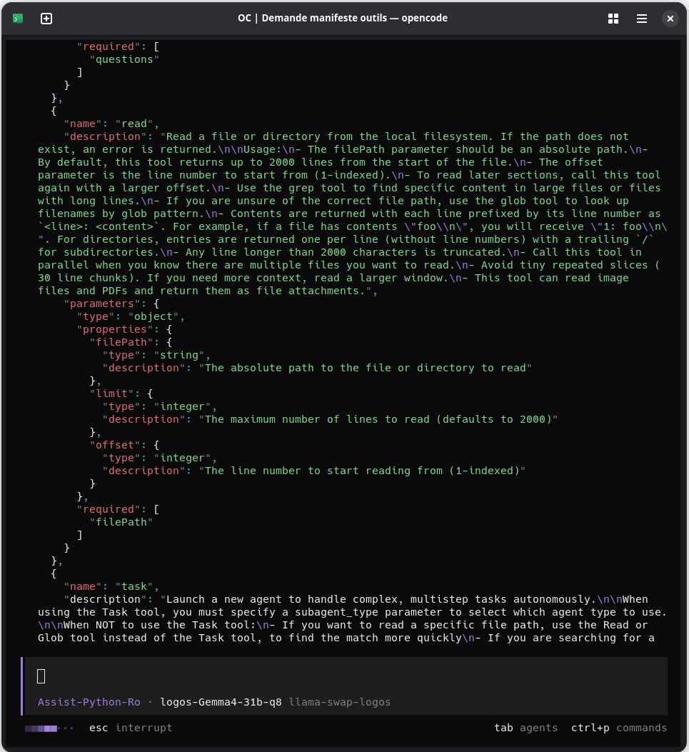 Example of tool manifest